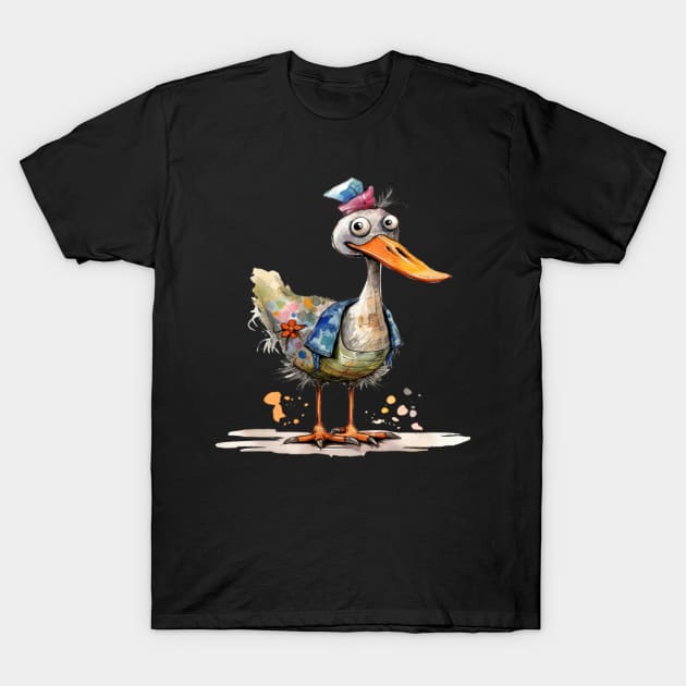 Whimsical Cute Happy Multicolored Duck T-Shirt by 1AlmightySprout